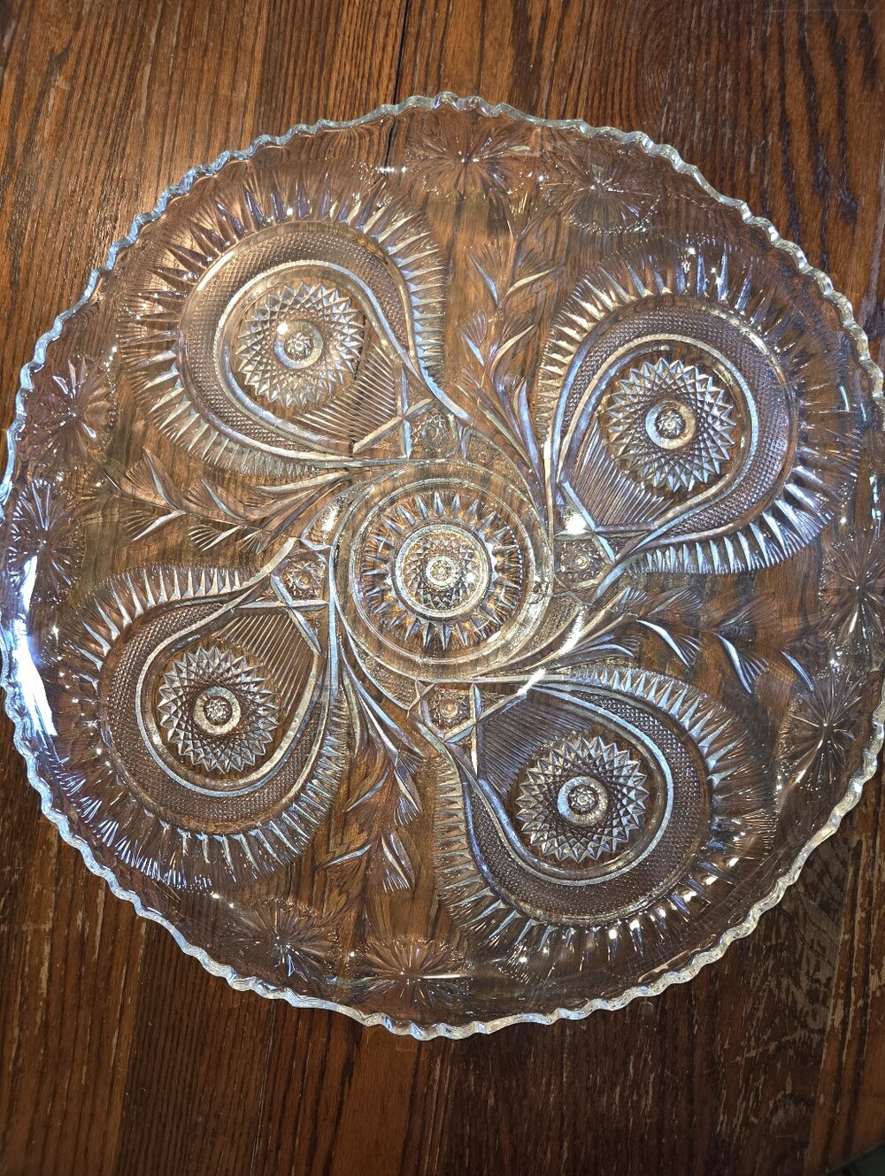 L.E. Smith Horseshoe Pinwheel And Stars Design Underplate for Punch Bowl